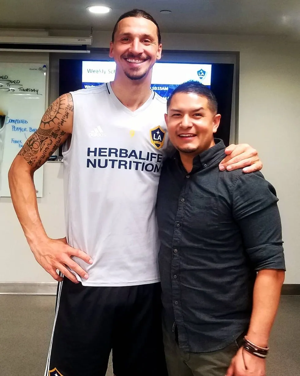 Manny with Zlatan Ibrahimović at the LA Galaxy facility